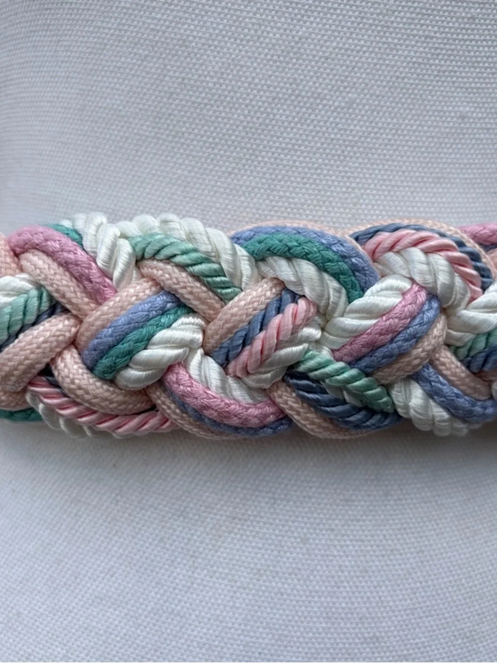 Vintage 80s Pastel Braided Rope Elastic Belt